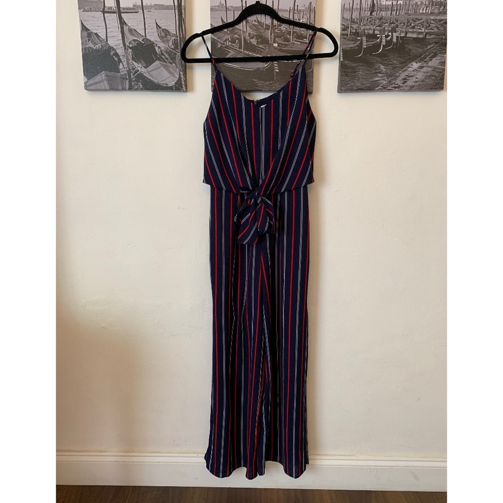 Striped Jumpsuit with Slits